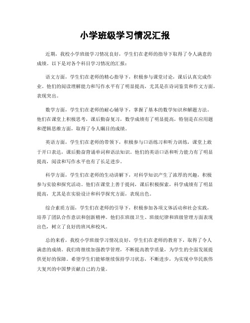 小学班级学习情况汇报