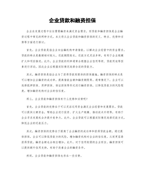 企业贷款和融资担保