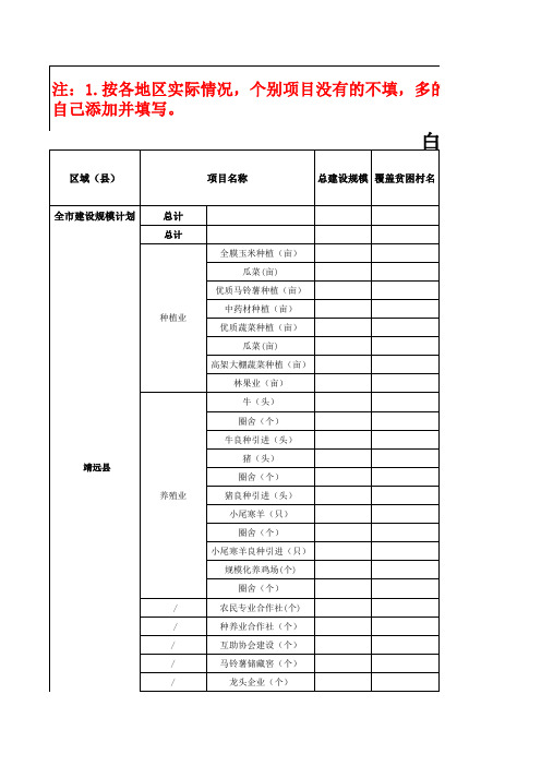 白银市“十三五”产业发展规划项目表