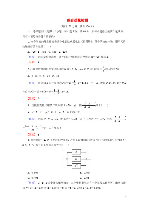 2019_2020年高中数学综合质量检测新人教A版选修2_3