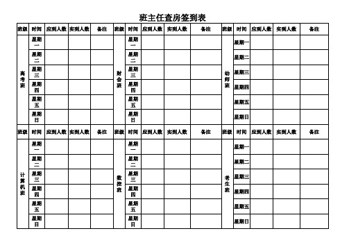 学校老师晚上查房签到表