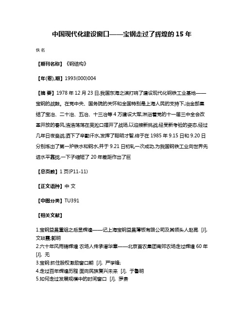 中国现代化建设窗口——宝钢走过了辉煌的15年