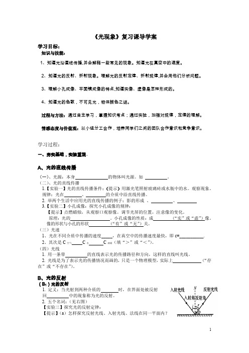 《光现象》复习课导学案