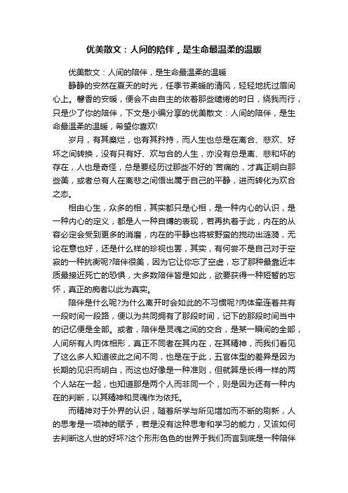 优美散文：人间的陪伴，是生命最温柔的温暖