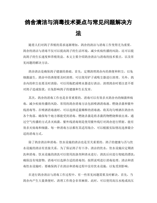 鸽舍清洁与消毒技术要点与常见问题解决方法