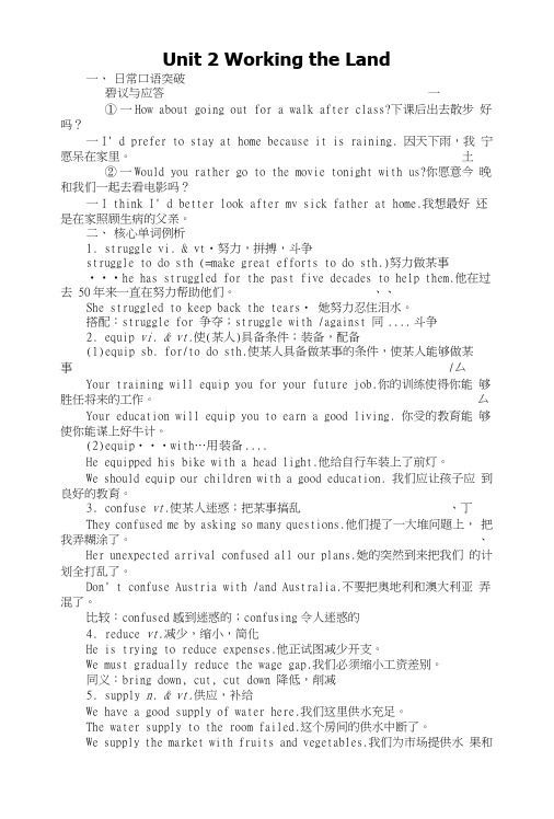 Unit2WorkingtheLand语言点教案(人教版必修4).doc