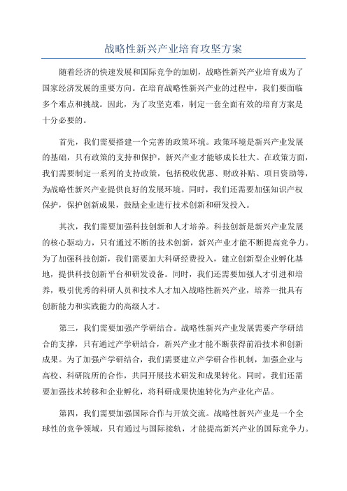 战略性新兴产业培育攻坚方案