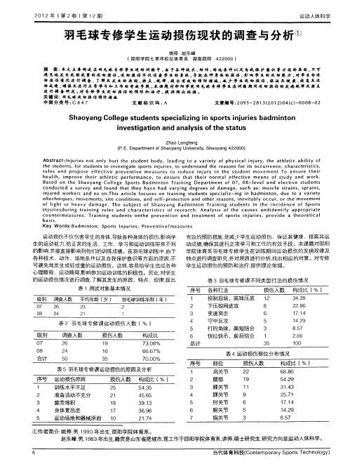 羽毛球专修学生运动损伤现状的调查与分析