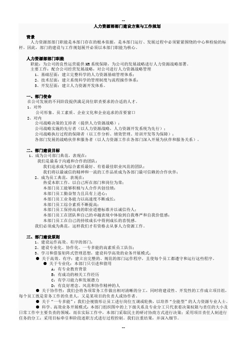 人力资源部部门建设方案与工作规划