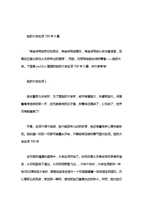 我的大学生活700字3篇