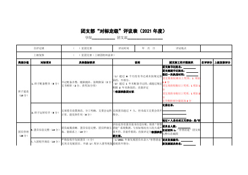 团支部“对标定级”评议021年度