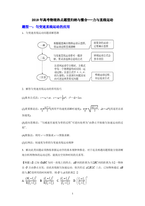 2019年高考物理热点题型归纳与整合---力与直线运动