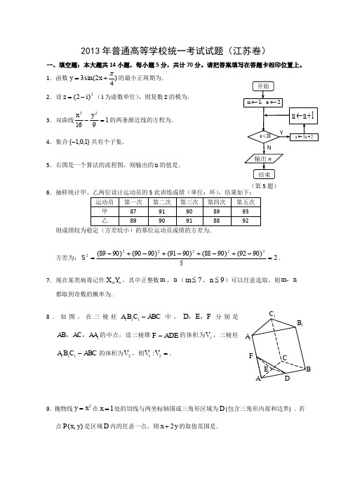 2013江苏省高考数学真题(含答案)