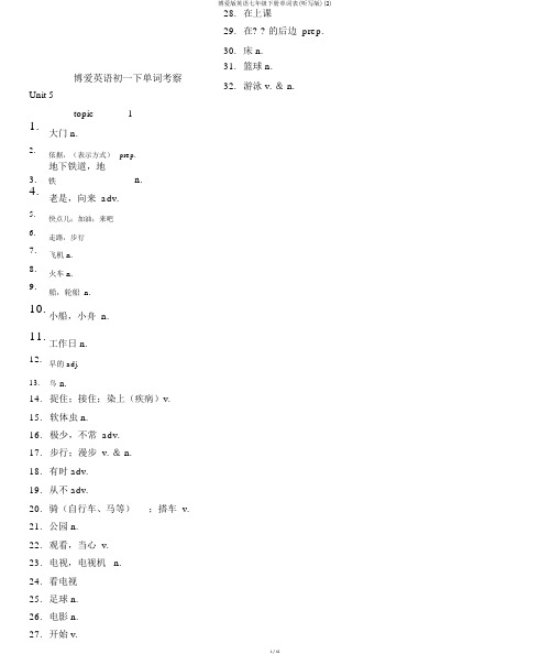 仁爱版英语七年级下册单词表(听写版)(2)