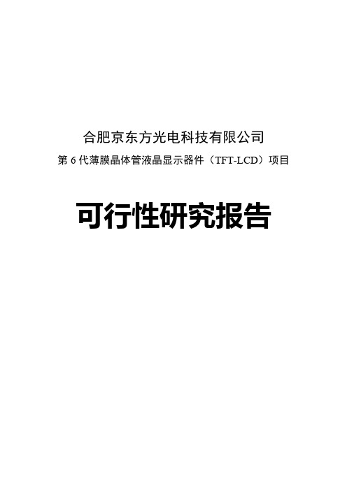 合肥京东方第6代薄膜晶体管液晶显示器件(TFT-LCD)项目可行性研究报告