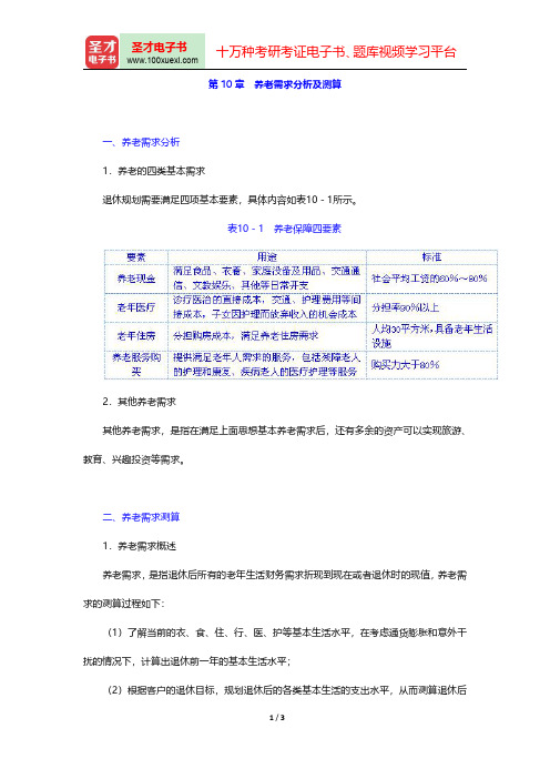 国际金融理财师(CFP)资格认证考试《投资规划》过关必做1000题【核心讲义】(养老需求分析及测算)