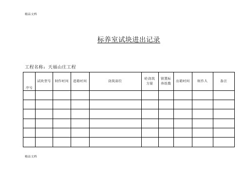 标养室试块进出记录教学内容