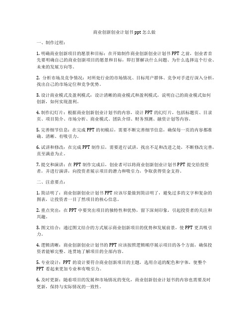 商业创新创业计划书ppt怎么做