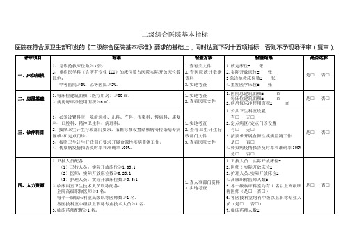 二级综合医院基本指标