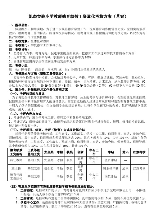 凯杰实验小学教师德育绩效工资考核方案(草案)