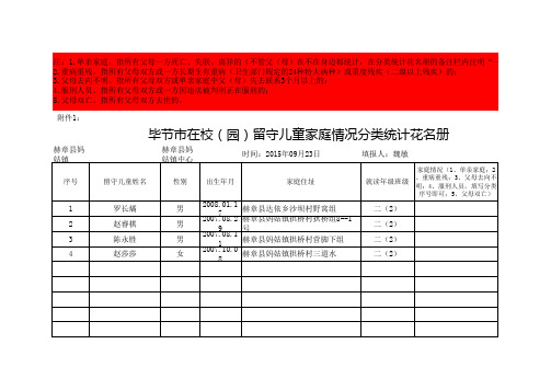 魏敏包保    留守儿童家庭情况分类统计表册附件1、2