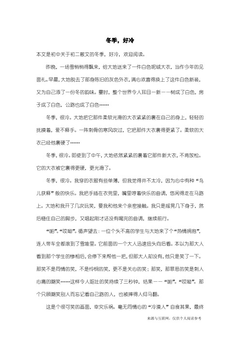 初二散文:冬季,好冷