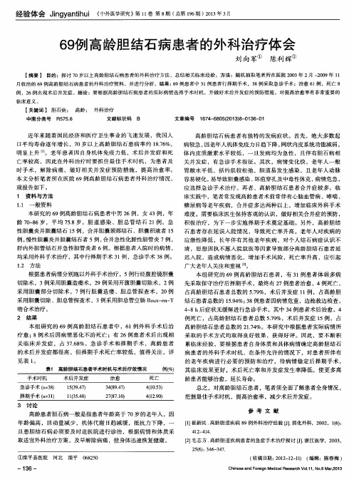 69例高龄胆结石病患者的外科治疗体会