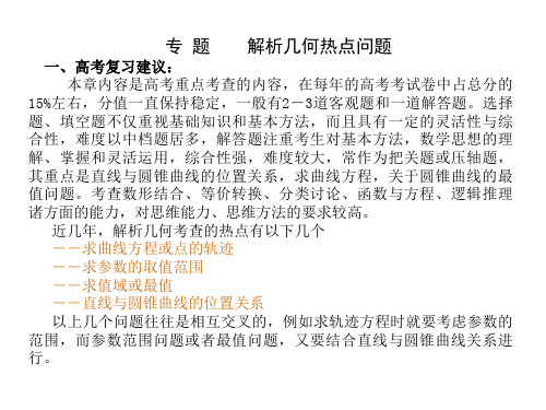 高考数学解析几何热点问题(2019年10月整理)