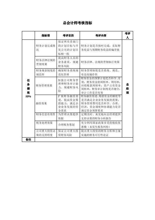 总会计师考核指标