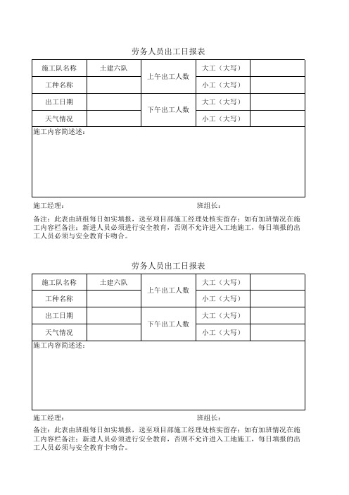 出工日报表