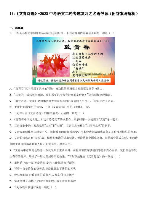 14：《艾青诗选》-2023中考语文二轮专题复习之名著导读(附答案与解析)