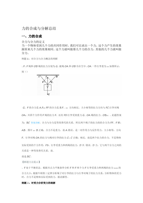 高中必修一力的合成与分解总结