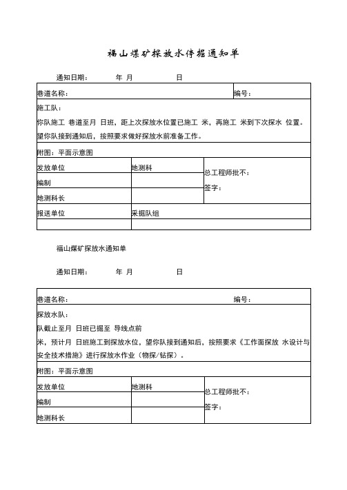 煤矿探放水各种记录牌板