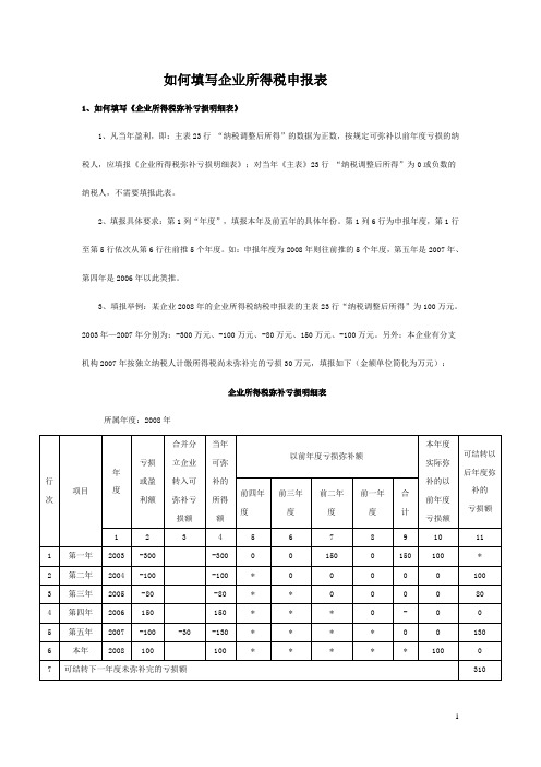 如何填写企业所得税申报表