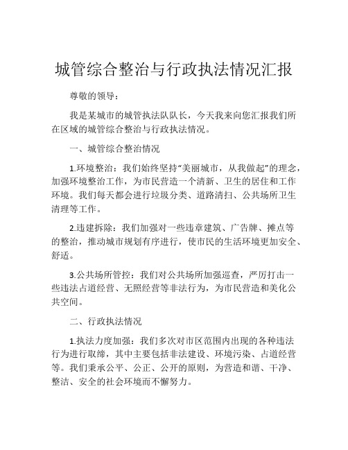 城管综合整治与行政执法情况汇报