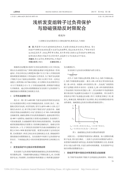 浅析发变组转子过负荷保护与励磁强励反时限配合_胡俊轩