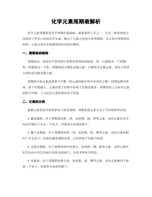 化学元素周期表解析