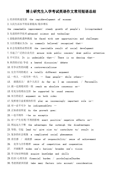 博士研究生入学考试英语作文常用短语总结