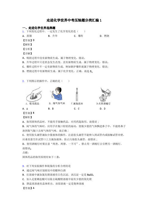 走进化学世界中考压轴题分类汇编1