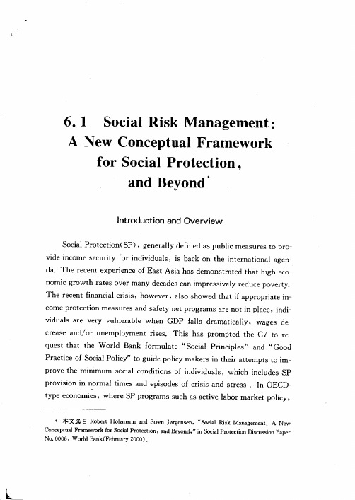 英语课文一：A New Conceptual Framework for Social Protection and Beyond