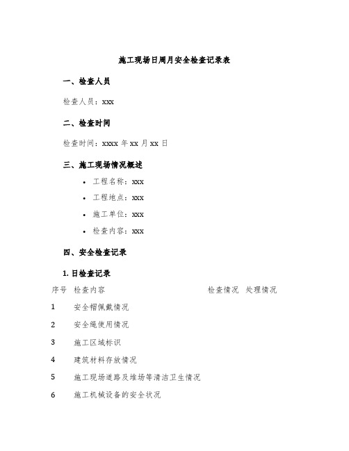 施工现场日周月安全检查记录表