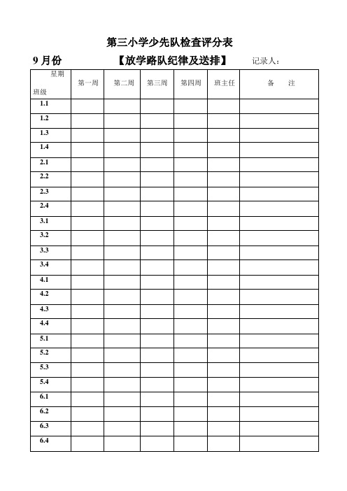 少先大队各项检查表