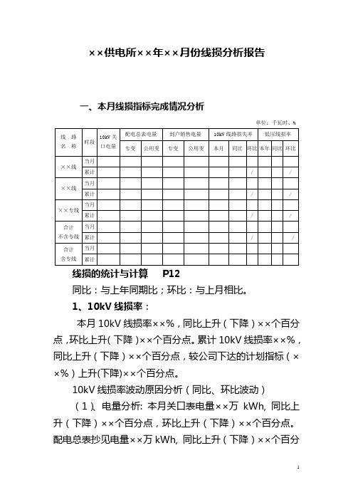 供电所线损分析报告模板