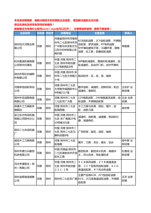 2020新版河南省郑州齿轮工商企业公司名录名单黄页大全169家