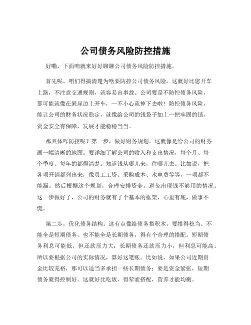 公司债务风险防控措施