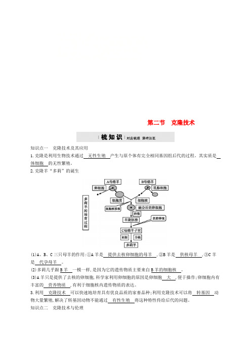 八年级生物下册7.2.2克隆技术精练新版济南版