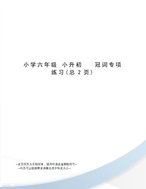 小学六年级小升初冠词专项练习