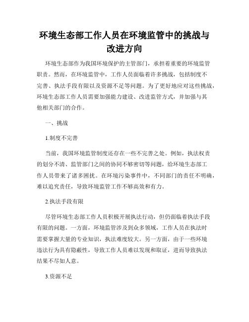 环境生态部工作人员在环境监管中的挑战与改进方向