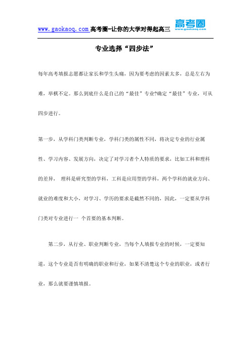 专业选择“四步法”