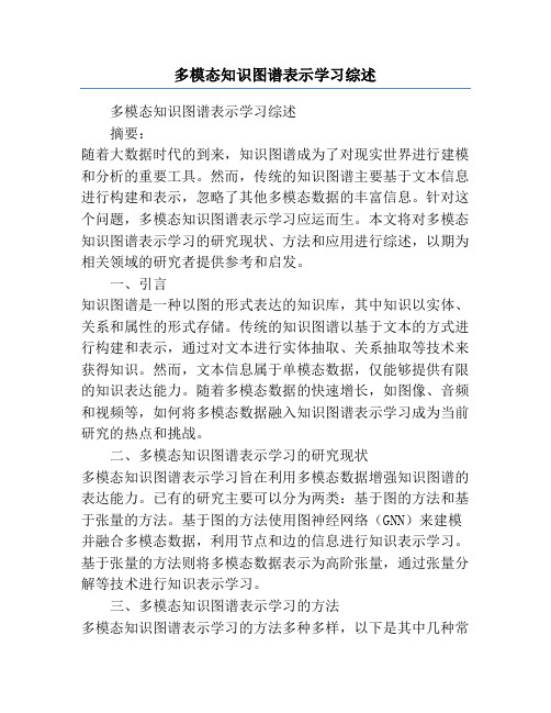 多模态知识图谱表示学习综述